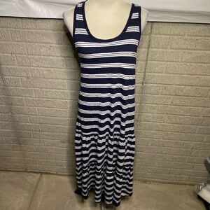 Gap Women‎ Striped Sleeveless Tiered Ruffle Tank Maxi Dress Size Small